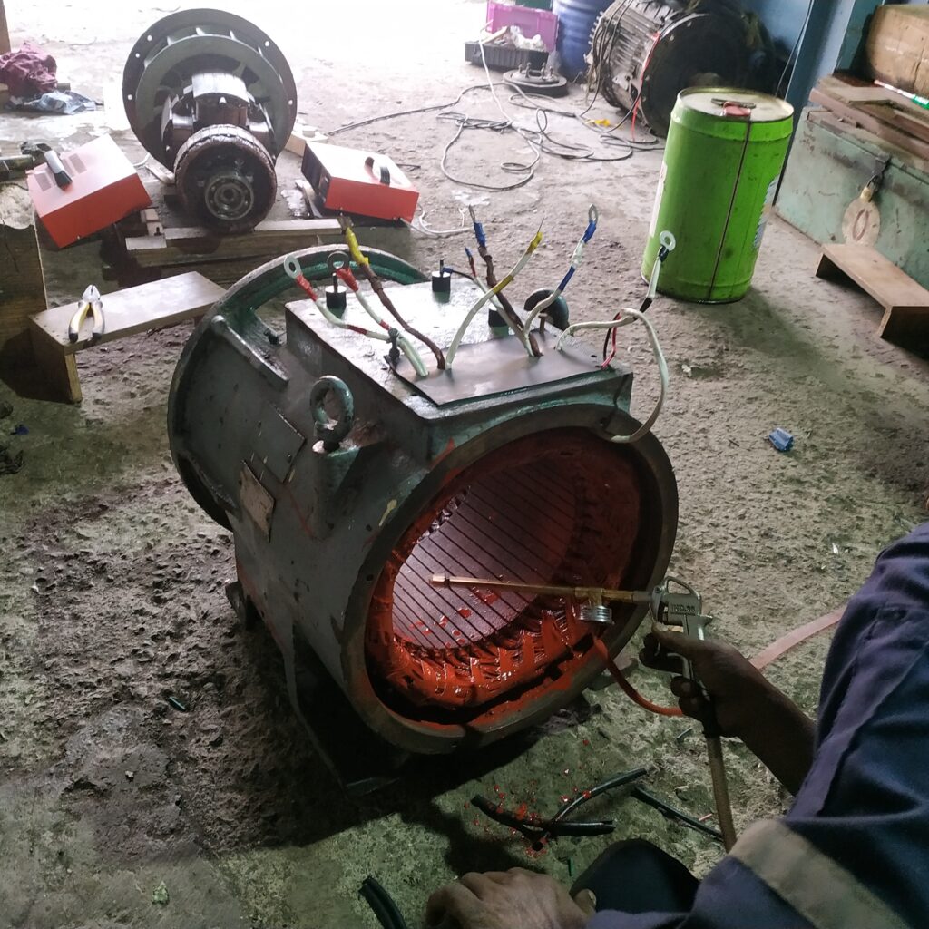 Marine motor rewinding onboard ship